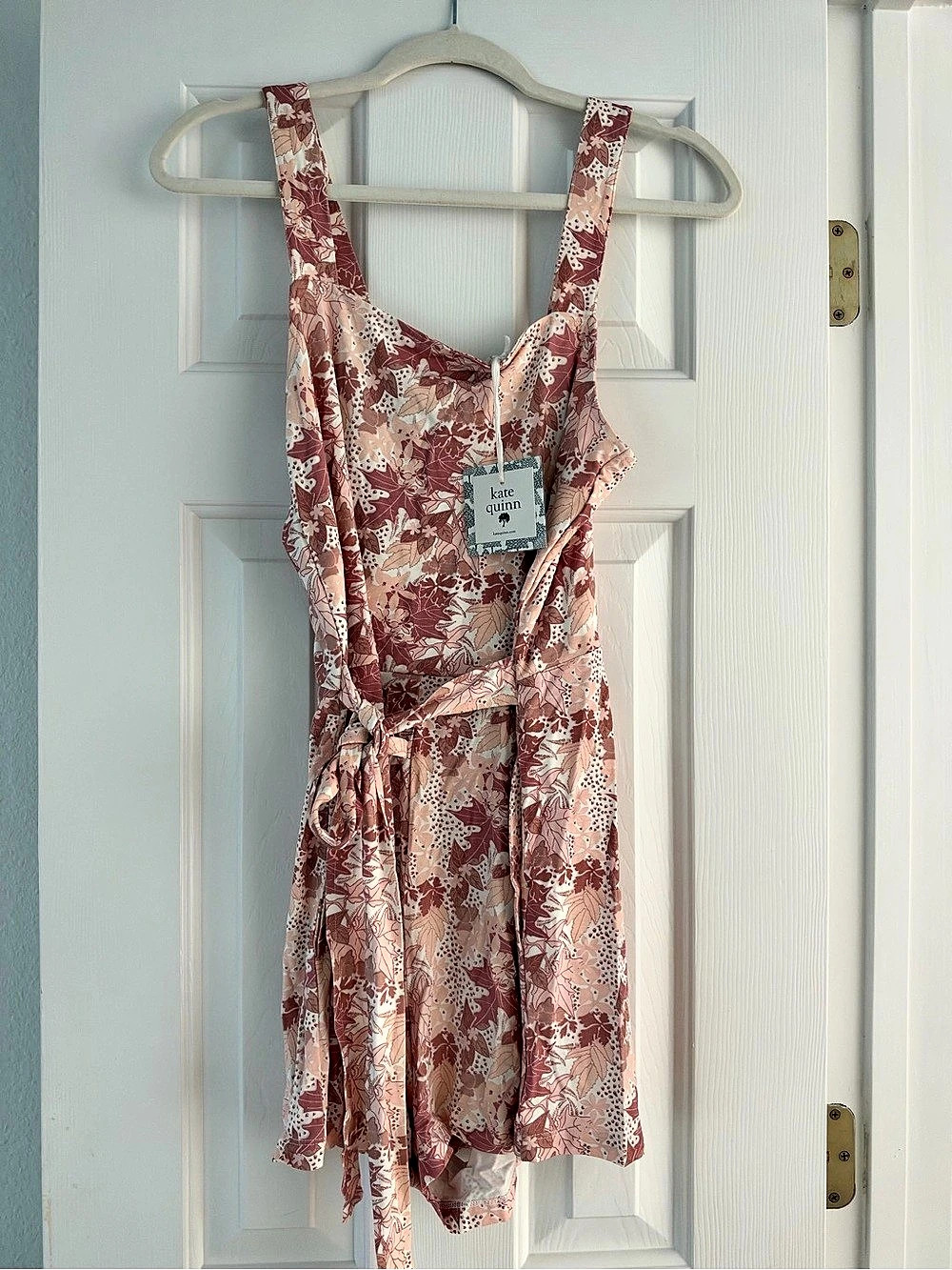Kate Quinn Fall Floral Mini Romper in Pink & White NWT